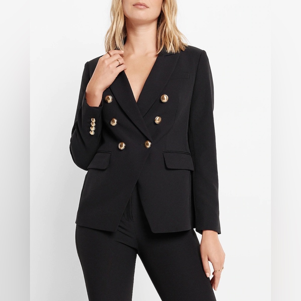 NWT Express Editor Double Breasted Novelty Button Blazer